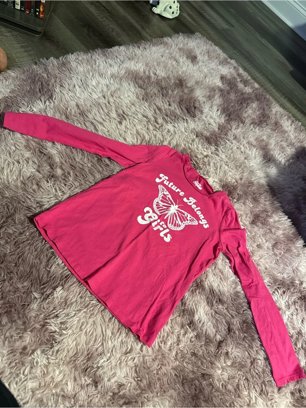 OshKosh B'gosh Hot Pink Long-Sleeve Butterfly Graphic Tee